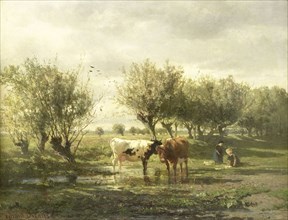 Cows in a Puddle, Gerard Bilders, 1860 - 1865