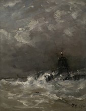Lighthouse in Breaking Waves, Hendrik Willem Mesdag, c. 1900 - c. 1907