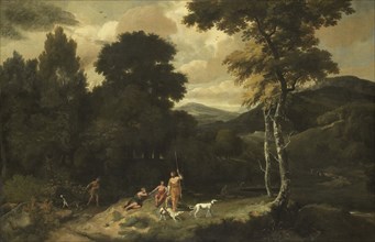 Landscape with Hunters, Jacob Esselens, 1660 - 1687