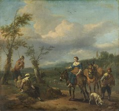 Italian Landscape with Figures, Johannes Lingelbach, 1650 - 1674