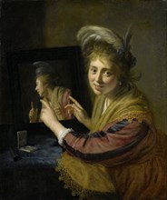 Girl at the mirror, Paulus Moreelse, 1632