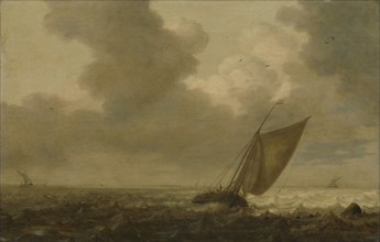 Fishing boat with the wind in the sails, Pieter Mulier (I), 1625 - 1640