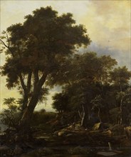 Forest landscape with lean-to, Roelant Roghman, 1650 - 1692