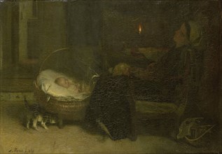 Tired Out (Mother Watched), Jacob Maris, 1869