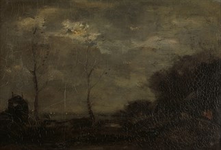 Canal by moonlight, Jacob Maris, 1882
