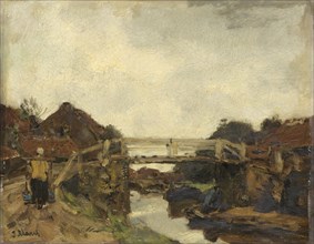 Wooden Bridge across a Canal at Rijswijk, The Netherlands, Jacob Maris, c. 1878