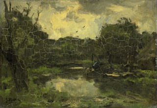 Landscape with barge, Jacob Maris, c. 1886