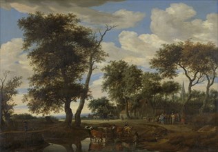 View of a village, Salomon van Ruysdael, 1663