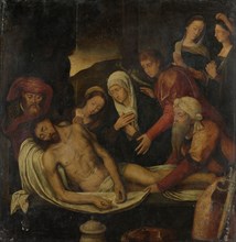 Entombment of Christ with Joseph of Arimathea and Nicodemus, Mary Magdalene, the Virgin and Saint