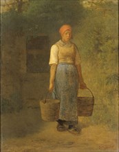 Girl carrying Water, Jean FranÃ§ois Millet, c. 1855 - 1860