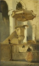 The pulpit of a church in Hoorn, The Netherlands, Johannes Bosboom, c. 1860 - c. 1891