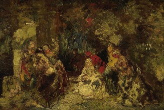 Women in a forest, Adolphe Joseph Thomas Monticelli, 1870 - 1886
