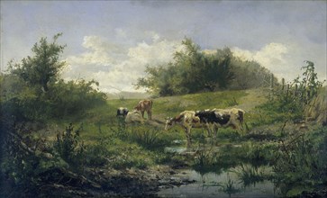 Cows in a Puddle, Gerard Bilders, 1856 - 1858
