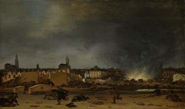 Blowing up the Powder Tower, Kruittoren, in Delft The Netherlands, October 12, 1654, Poel, Egbert