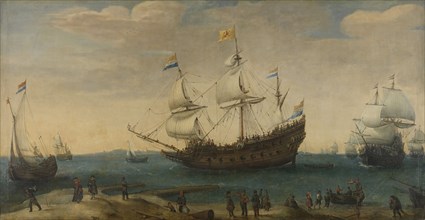 A number of East Indiamen off the Coast (The Mauritius and other East Indiamen Sailing out of the