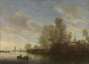 River view near Deventer The Netherlands, Salomon van Ruysdael, 1645