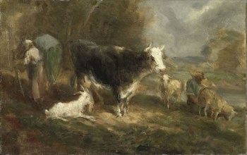 Farmyard with Cattle, EugÃ¨ne Fromentin-Dupeux, 1849