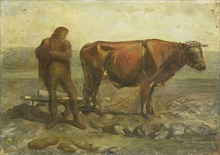 Ploughing farmer, Willem van Konijnenburg, 1890 - 1940