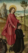 A Donor and his two Sons with Saint John the Evangelist, inner left wing of a triptych, workshop of