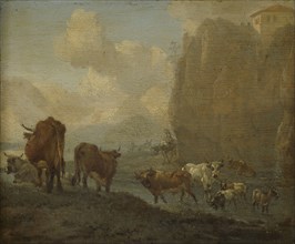 Livestock by a River, Willem Romeyn, 1650 - 1694