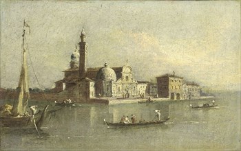 View of the Isola di San Michele in Venice Italy, attributed to Giacomo Guardi, 1774 - 1835