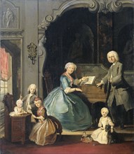 Family Group near a Harpsichord, Cornelis Troost, 1739