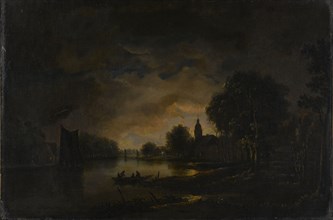 River view by moonlight, manner of Aert van der Neer, 1630 - 1750