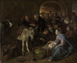 The adoration of the shepherds, Jan Havicksz. Steen, 1660 - 1679