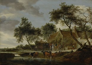The watering place, Salomon van Ruysdael, 1660