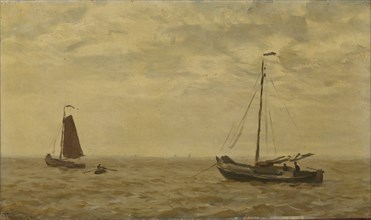 Seascape with fishing boats, Willem Bastiaan Tholen, 1910