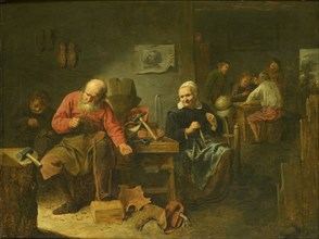 A Shoemaker's Workshop, David Rijckaert (III), 1640 - 1660