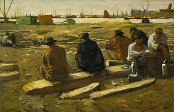 Lunchtime at the Building Site on the Van Diemenstraat in Amsterdam, George Hendrik Breitner, c.