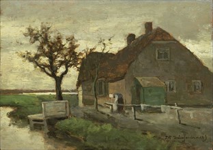 Farm house near a canal, Johan Hendrik Weissenbruch, 1870 - 1903