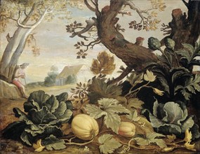 Landscape with Vegetables and Fruit in the foreground, Abraham Bloemaert, 1600 - 1651