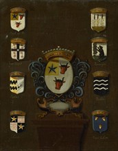 Coat of Arms of Sara van Os, Wife of Jan van Reyersbergh with its eight quarterings, Anonymous,
