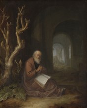 A hermit praying in a ruin, Jan Adriaensz. van Staveren, 1650 - 1668