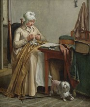 Interior with Woman Sewing, Wybrand Hendriks, c. 1800 - c. 1810