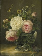 Still life with flowers in a crystal vase, Gerardina Jacoba van de Sande Bakhuyzen, 1850 - 1880