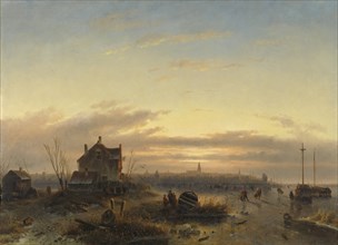 Winter on the IJ near Amsterdam The Netherlands, Charles Leickert, 1850