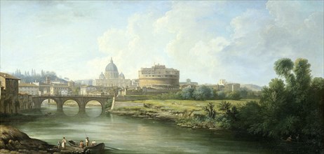View of the Castel Sant'Angelo in Rome Italy, attributed to Pierre Antoine Demachy, 1750 - 1800
