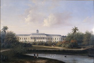 Rear View of Buitenzorg Palace before the Earthquake of 10 October 1834, Kota Bogor Java Indonesia,