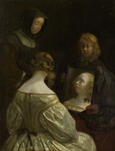 Woman at a Mirror, Gerard ter Borch (II), c. 1652