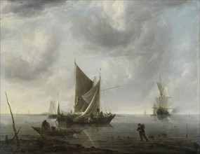 Ships at Anchor on a Calm Sea, Jan van de Cappelle, c. 1640 - c. 1679