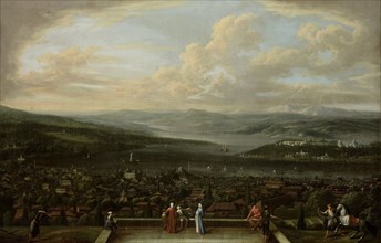 View of Istanbul from the Dutch Embassy at Pera Turkey, Jean Baptiste Vanmour, c. 1720 - c. 1737