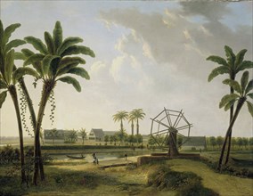 View of the coffee plantation 'Meerzorg' at the Taparoepikanaal in Suriname, Willem de Klerk,