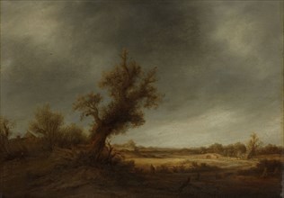 Landscape with an old oak, Adriaen van Ostade, 1640 - 1650