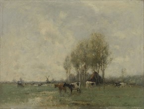Meadow with cows, Willem Maris, 1880 - 1910
