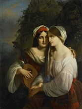 Two women in Italian dress, Moritz Calisch, 1851