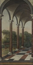 Gallery overlooking a park, attributed to Barent Fabritius, 1660 - 1673
