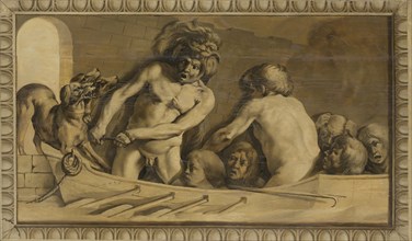 Hercules Gets Cerberus from the Underworld, Charon, the Ferryman of the Styx, Jacob van Campen,